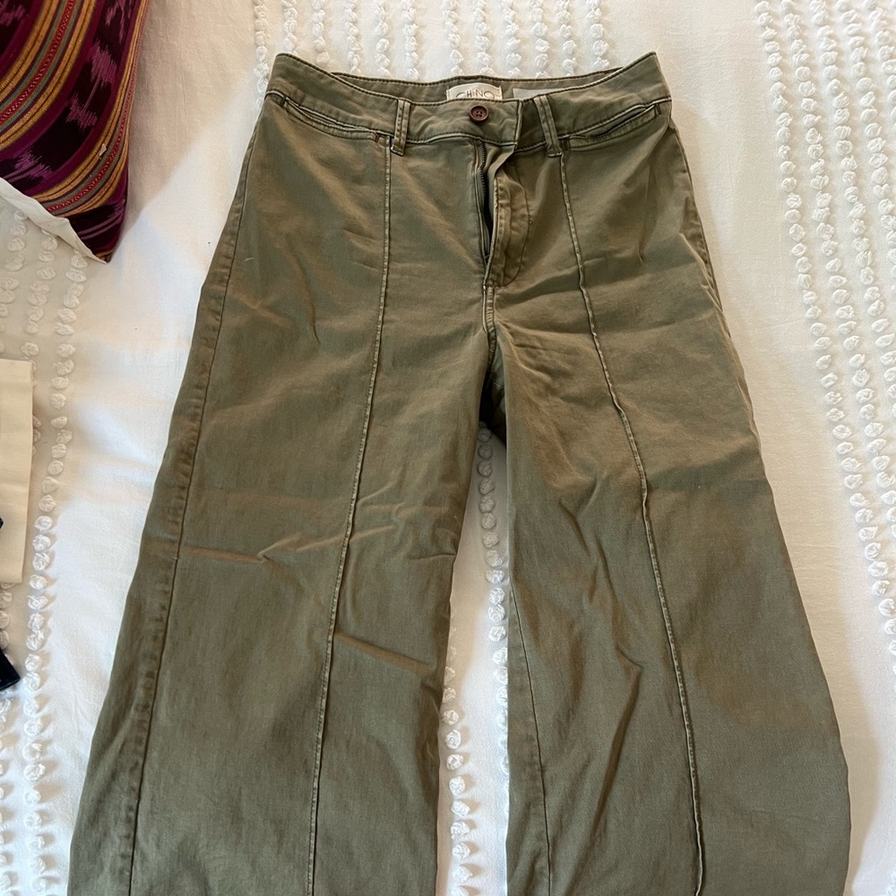 COPY - Size 4 Anthropologie Chino Pants- wide leg & olive green.